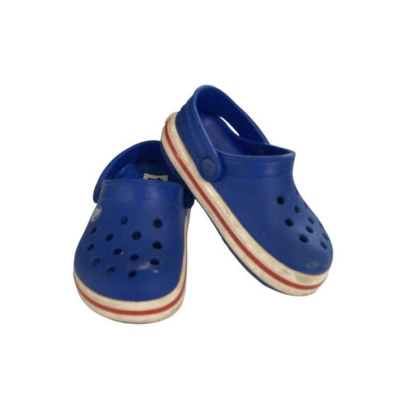 Crocs Classic Kids Size 6 Blue Slip-On Adjustable Heel Strap Clog Shoes - Picture 2 of 8